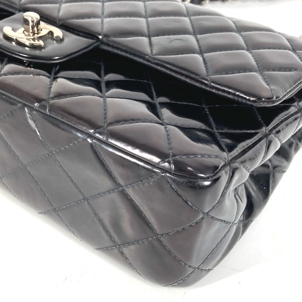 CHANEL キルティング CC ココマーク ロゴ マトラッセ25 マトラッセ 25 カバン フラップ 斜め掛け Wチェーン チェーンバッグ ショルダーバッグ エナメル レディース ブラック