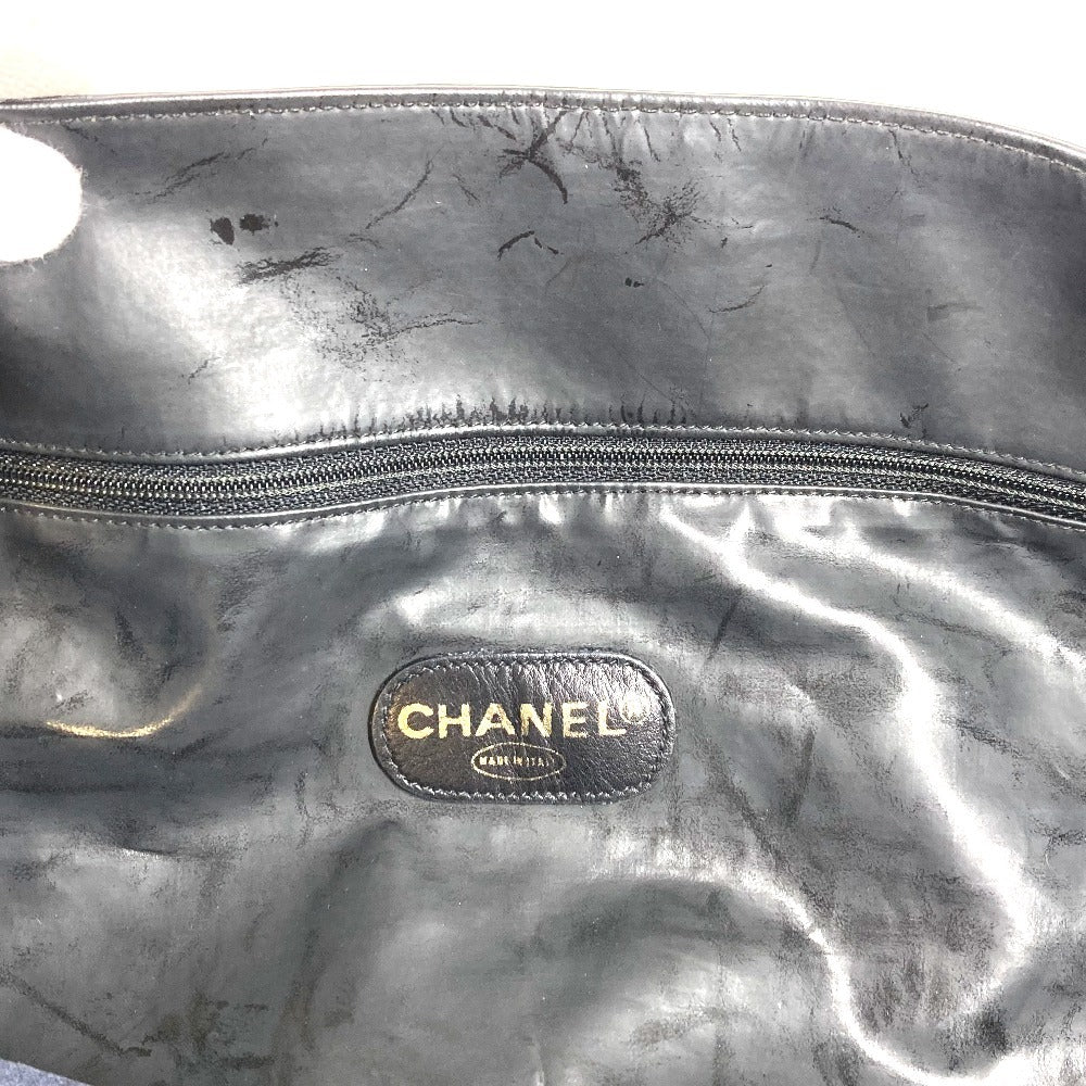 CHANEL ヴィンテージ CC ココマーク ロゴ カバン 肩掛け トートバッグ Wチェーンバッグ ショルダーバッグ コーティングキャンバス ユニセックス ブラック