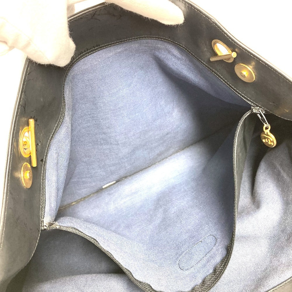 CHANEL ヴィンテージ CC ココマーク ロゴ カバン 肩掛け トートバッグ Wチェーンバッグ ショルダーバッグ コーティングキャンバス ユニセックス ブラック