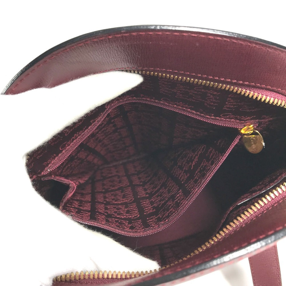 CARTIER ヴィンテージ ロゴ カバン ハンドバッグ トートバッグ ショルダーバッグ レザー ユニセックス ボルドー