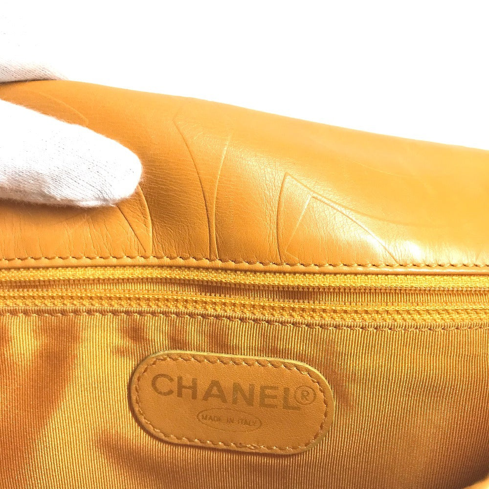 CHANEL CC ココマーク ロゴ 総柄 カバン 斜め掛け フラップ チェーンバッグ ポシェット ショルダーバッグ レザー ユニセックス オレンジ