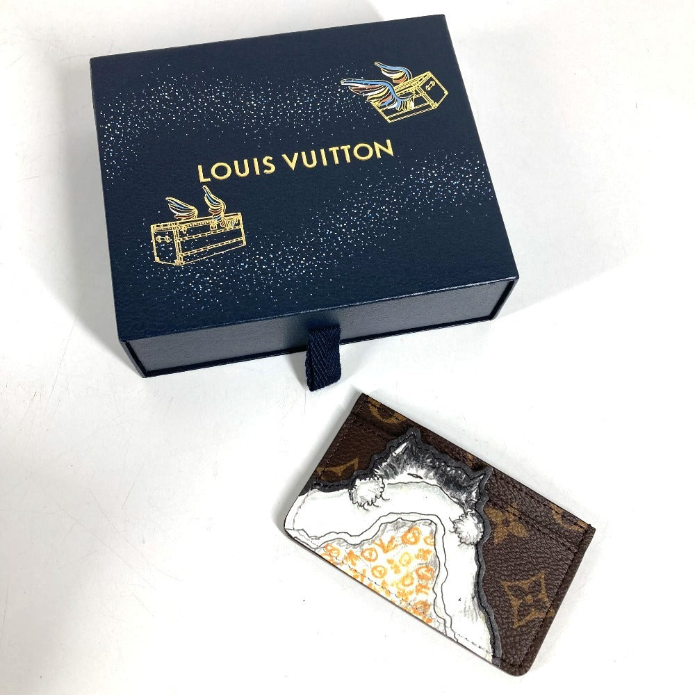 LOUIS VUITTON M15155 モノグラム 猫 ネコ キャット ポルトカルトキャットナップ 名刺入れ パスケース カードケース モノグラムキャンバス ユニセックス ブラウン