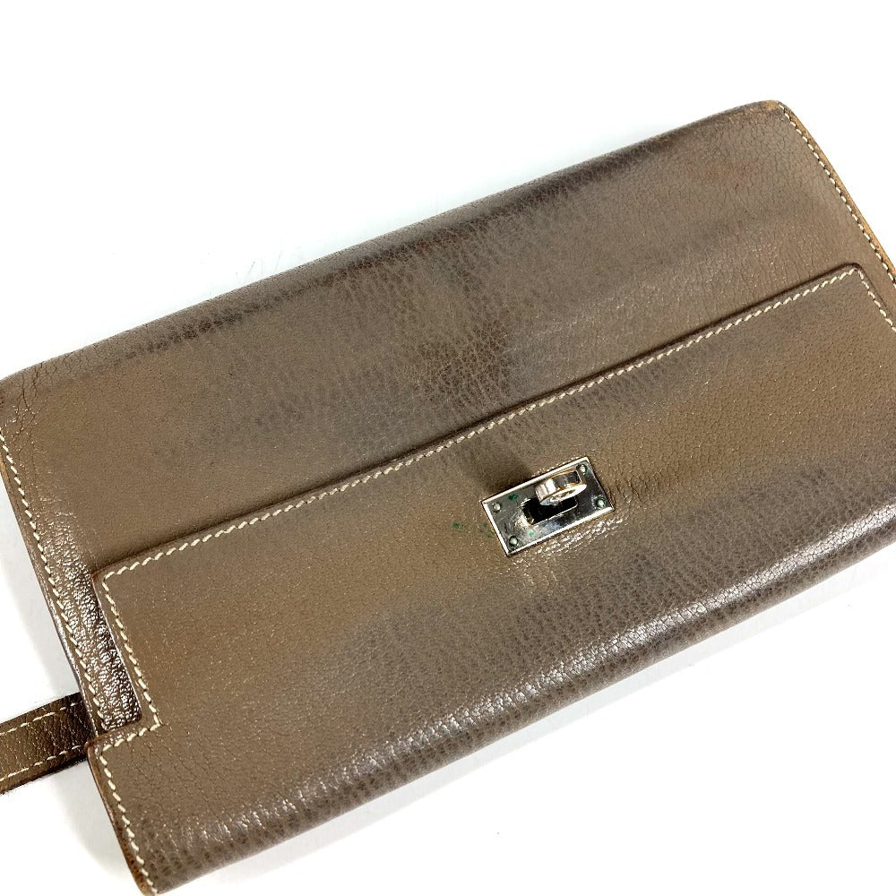 HERMES Wallet Wallet Long Wallet Flap Long Wallet Chevre Etoupe gray/SilverHardware Used