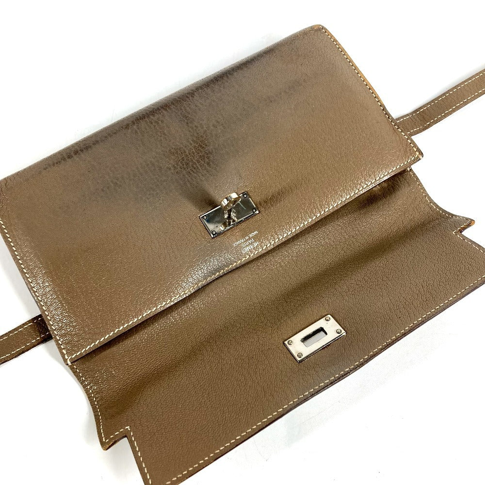 HERMES Wallet Wallet Long Wallet Flap Long Wallet Chevre Etoupe gray/SilverHardware Used