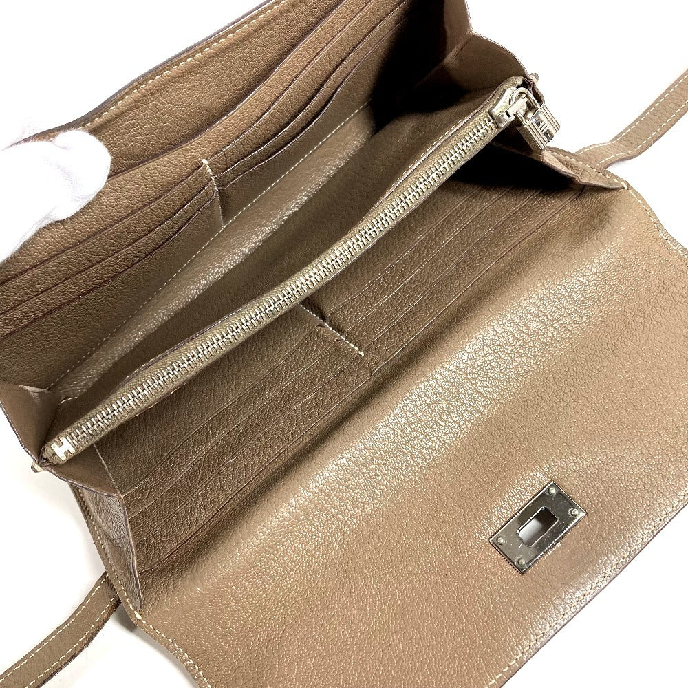 HERMES Wallet Wallet Long Wallet Flap Long Wallet Chevre Etoupe gray/SilverHardware Used