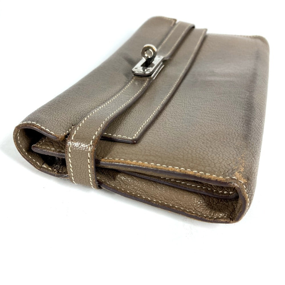 HERMES Wallet Wallet Long Wallet Flap Long Wallet Chevre Etoupe gray/SilverHardware Used