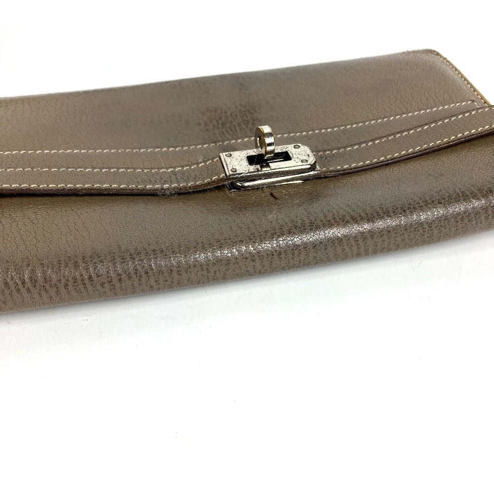 HERMES Wallet Wallet Long Wallet Flap Long Wallet Chevre Etoupe gray/SilverHardware Used