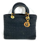 Dior Lady CHRISTIAN DIOR Lady Dior Cannage Bag Tote Bag Hand Bag Nylon canvas Black Used