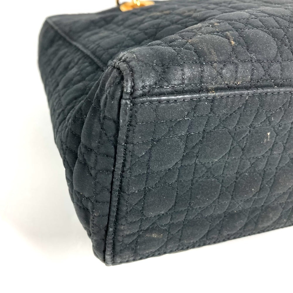 Dior Lady CHRISTIAN DIOR Lady Dior Cannage Bag Tote Bag Hand Bag Nylon canvas Black Used