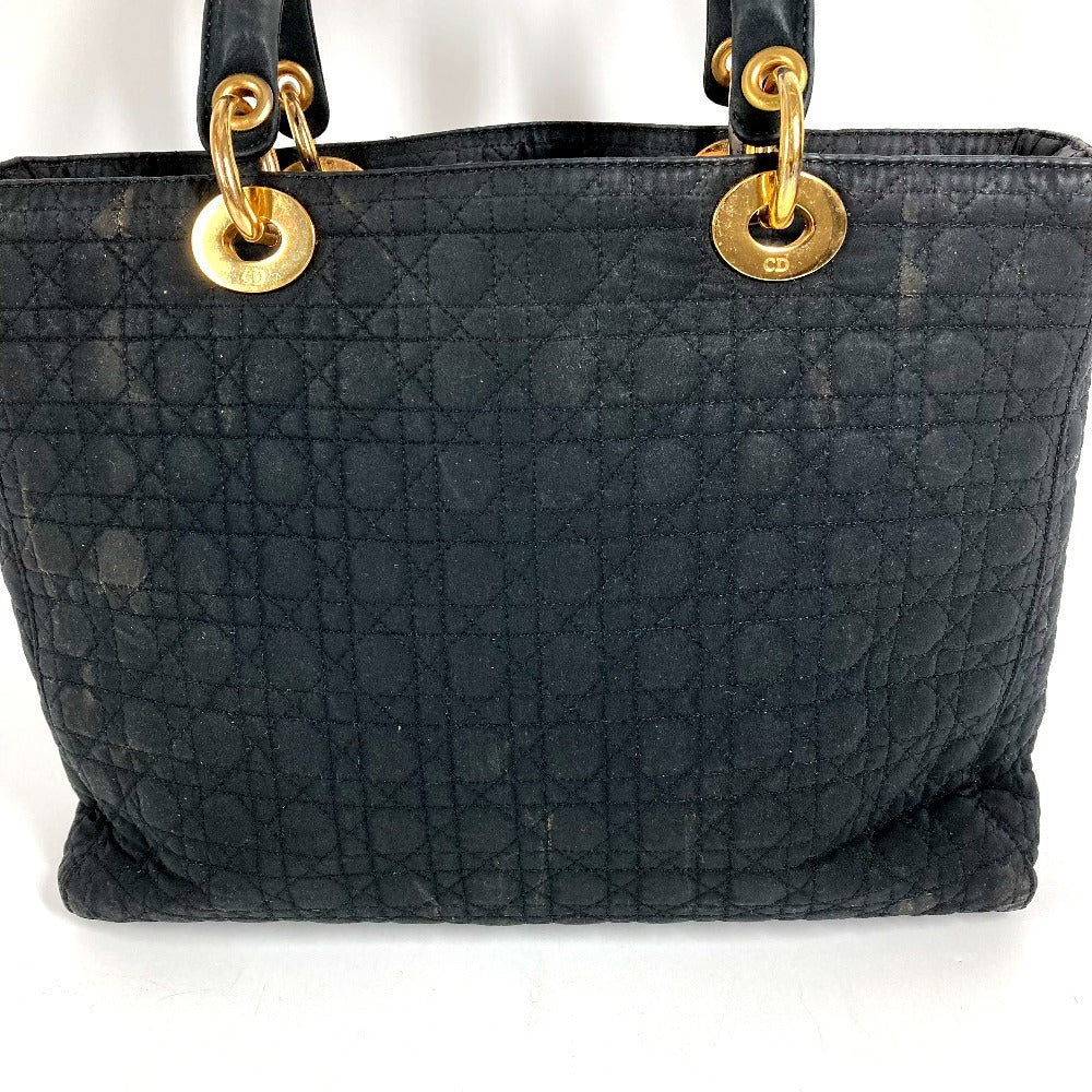Dior Lady CHRISTIAN DIOR Lady Dior Cannage Bag Tote Bag Hand Bag Nylon canvas Black Used