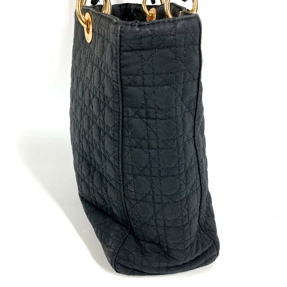 Dior Lady CHRISTIAN DIOR Lady Dior Cannage Bag Tote Bag Hand Bag Nylon canvas Black Used