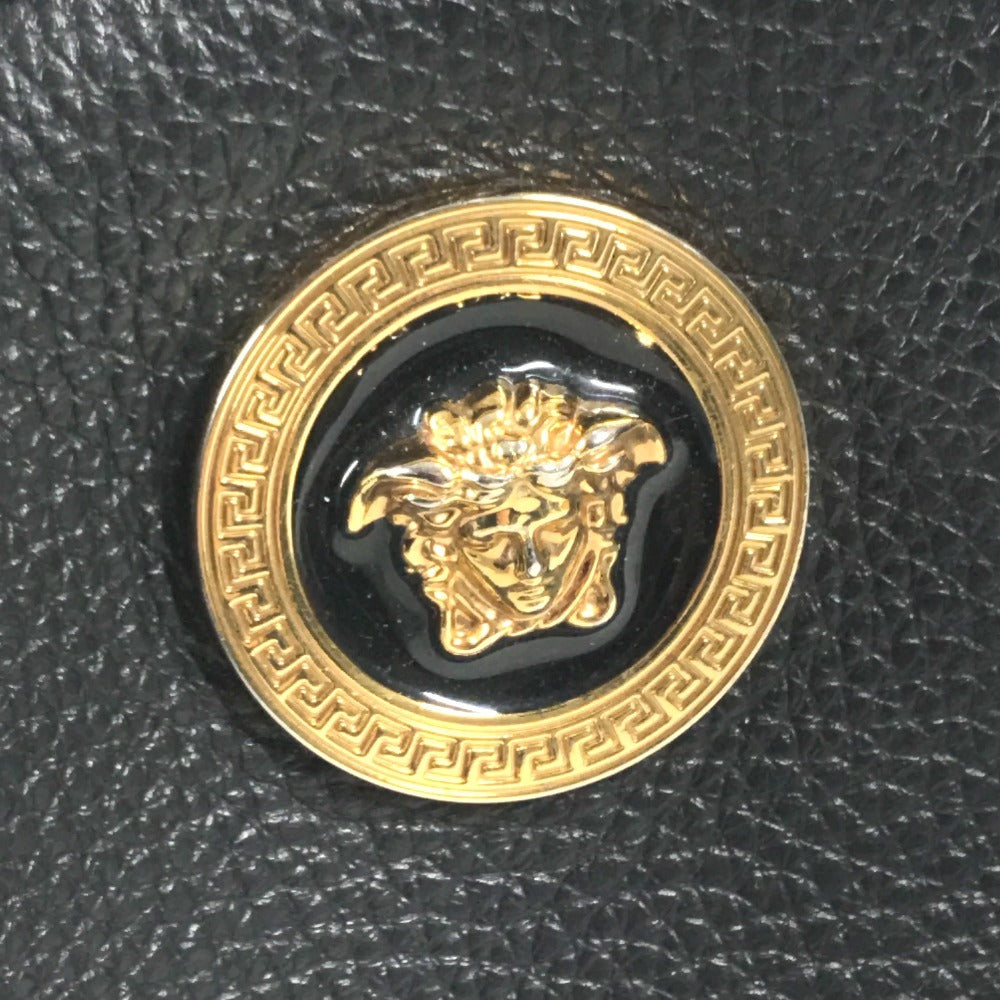VERSACE medusa logo Belt Bag Cross Shoulder Bag body bag Leather Black/Gold Used