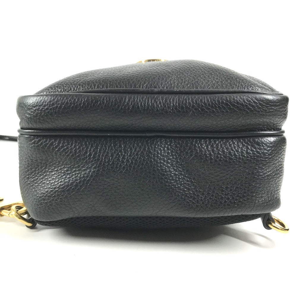 VERSACE medusa logo Belt Bag Cross Shoulder Bag body bag Leather Black/Gold Used