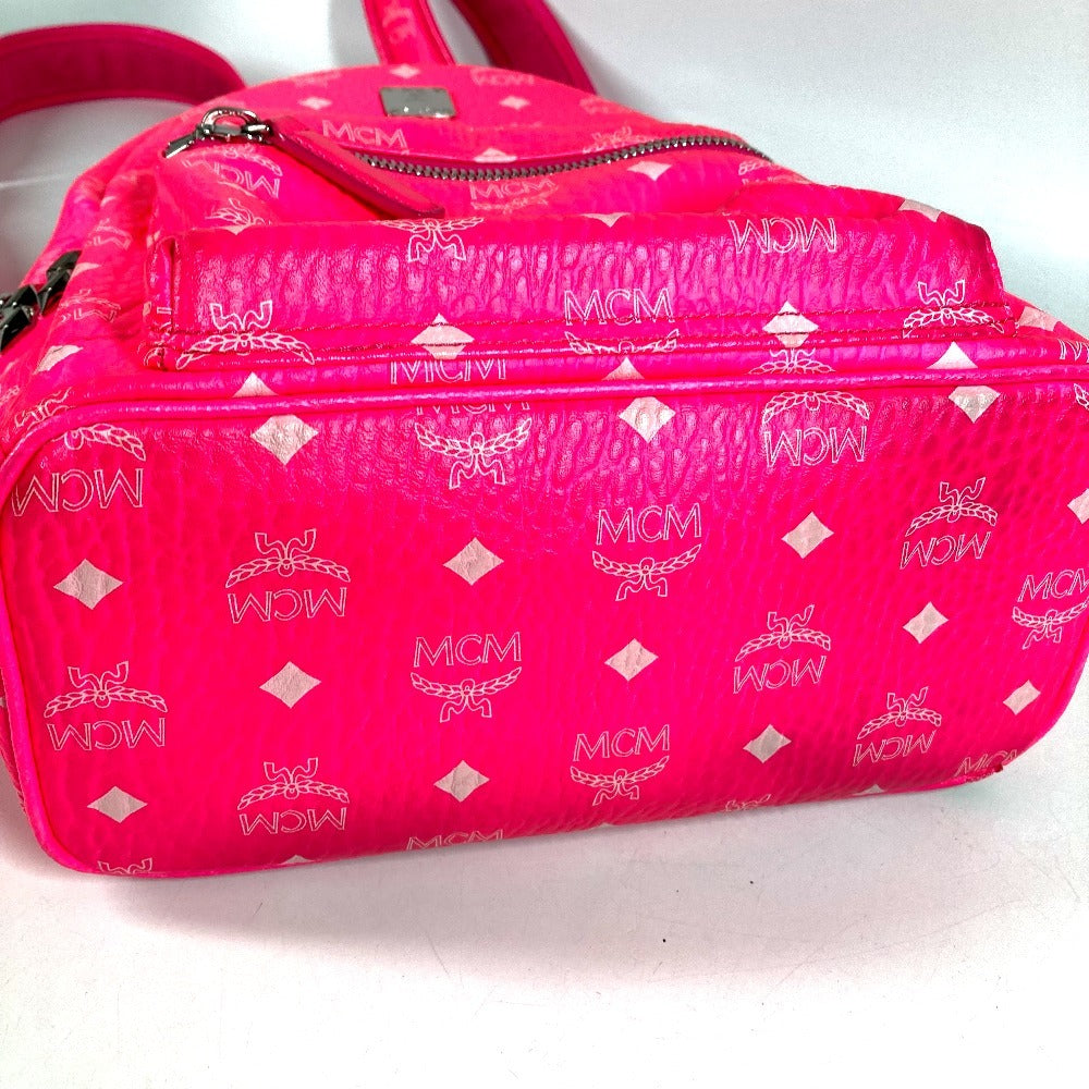 MCM All-over logo Visetos studs bag backpack Backpack Leather pink Used