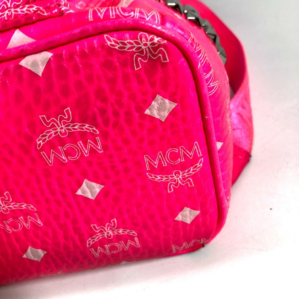 MCM All-over logo Visetos studs bag backpack Backpack Leather pink Used