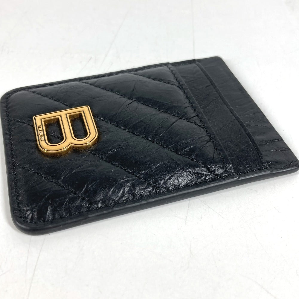 BALENCIAGA 782132 Crush Magnetic Card Holder Business card holder, pass case, magsafe Card Case Leather Black Used