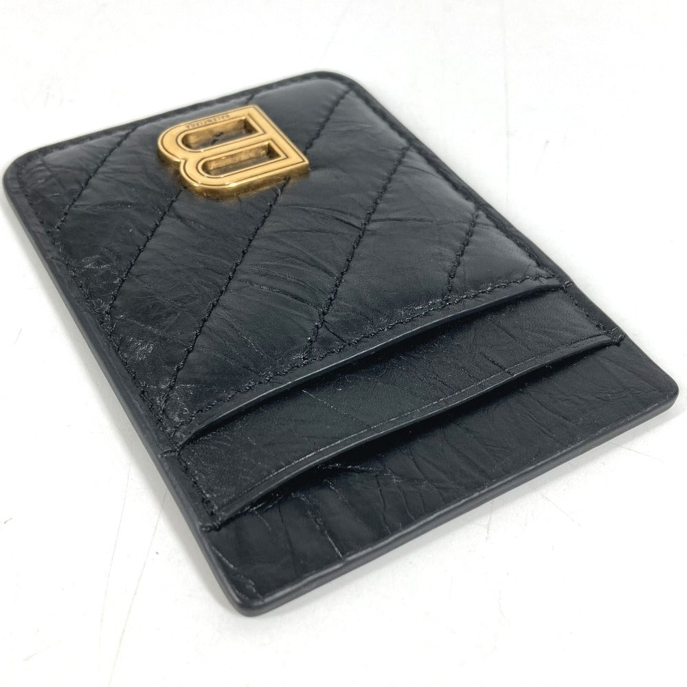 BALENCIAGA 782132 Crush Magnetic Card Holder Business card holder, pass case, magsafe Card Case Leather Black Used