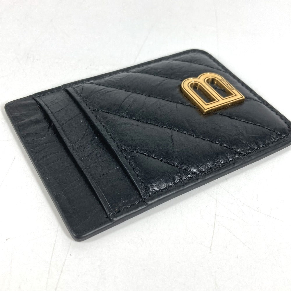 BALENCIAGA 782132 Crush Magnetic Card Holder Business card holder, pass case, magsafe Card Case Leather Black Used