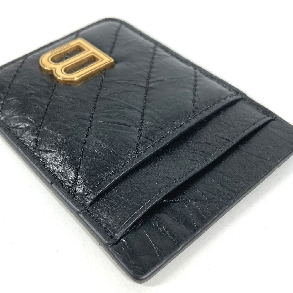 BALENCIAGA 782132 Crush Magnetic Card Holder Business card holder, pass case, magsafe Card Case Leather Black Used