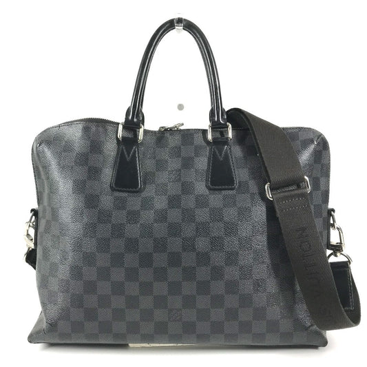 LOUIS VUITTON N48224 Damier Graphite Porto Document Jour PDJ Bag, Briefcase, Handbag, Document Bag Business bag DamierGraphiteCanvas Black Used