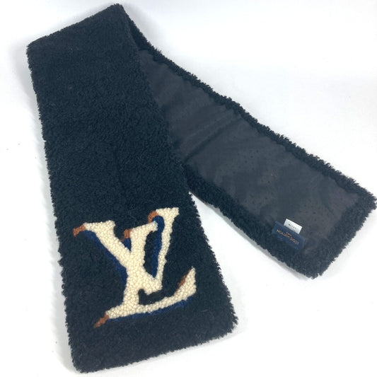 LOUIS VUITTON M69972 Monogram Charpes Mouton Teddy Fur Tippet Accessories Scarf Shearing Black Used
