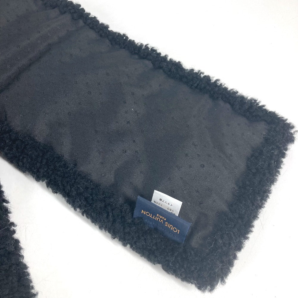LOUIS VUITTON M69972 Monogram Charpes Mouton Teddy Fur Tippet Accessories Scarf Shearing Black Used