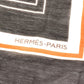 HERMES Monogram Shawl All-over print stole/shawl scarf with fringe shawl cotton / silk Brown Used