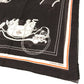 HERMES Monogram Shawl All-over print stole/shawl scarf with fringe shawl cotton / silk Brown Used
