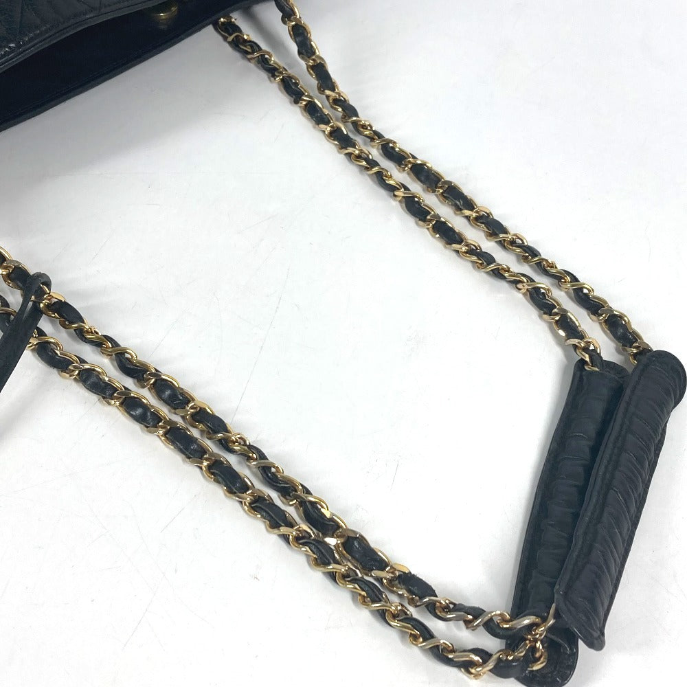 CHANEL vintage CC Logo CC Mark Matelasse Quilted Bag Tote Bag Double Chain Bag Shoulder Bag Leather Black/Gold Used