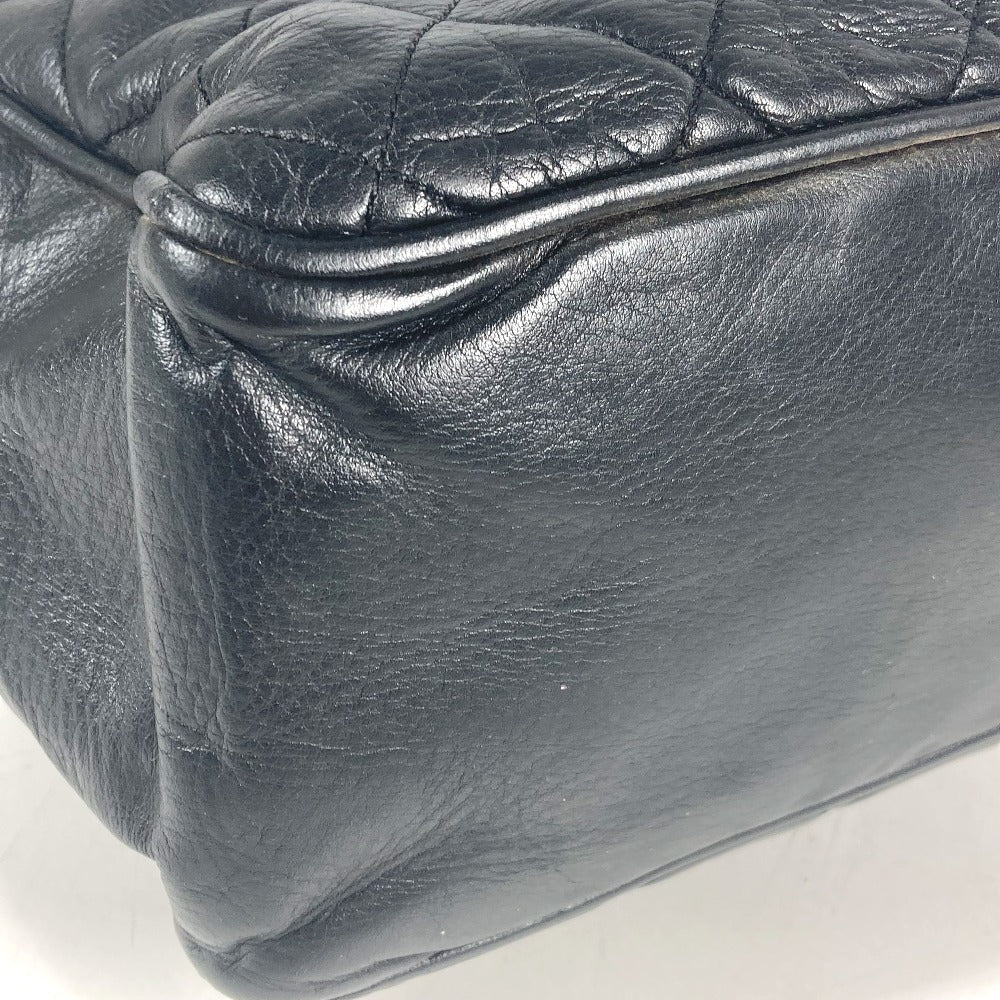 CHANEL vintage CC Logo CC Mark Matelasse Quilted Bag Tote Bag Double Chain Bag Shoulder Bag Leather Black/Gold Used