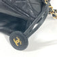 CHANEL vintage CC Logo CC Mark Matelasse Quilted Bag Tote Bag Double Chain Bag Shoulder Bag Leather Black/Gold Used