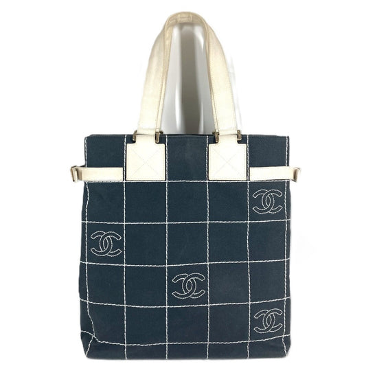 CHANEL CC Logo CC Mark Tote Bag Shoulder Tote Shoulder Bag Canvas gray/White Used