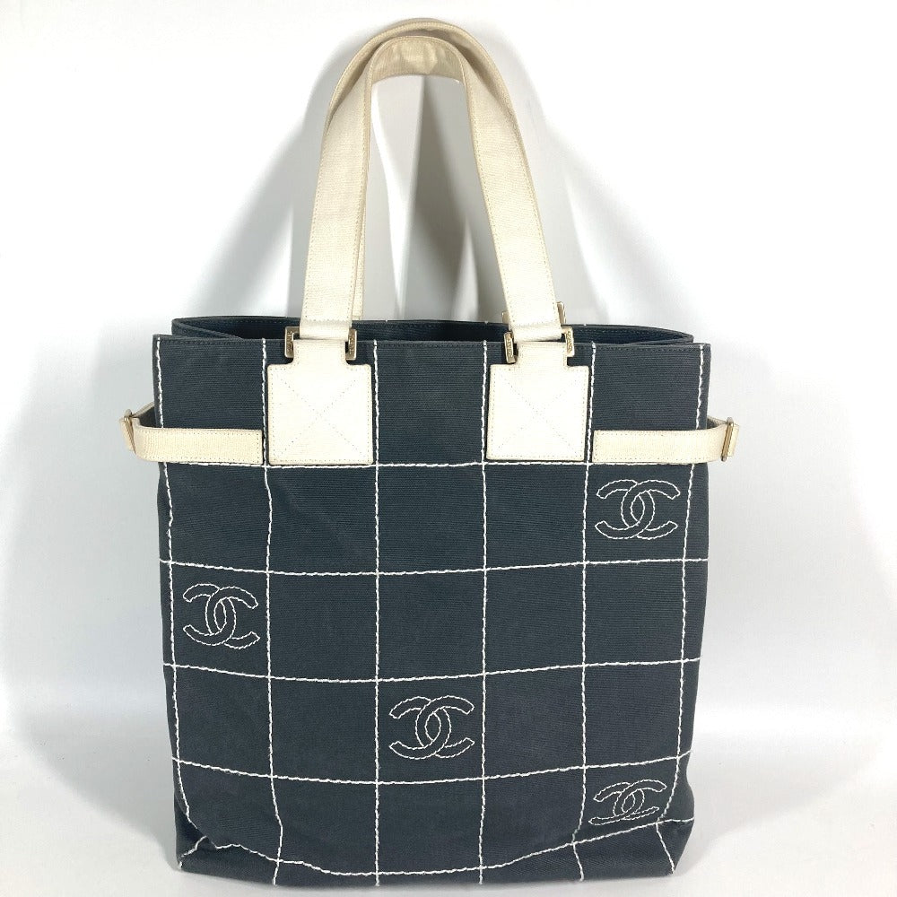 CHANEL CC Logo CC Mark Tote Bag Shoulder Tote Shoulder Bag Canvas gray/White Used