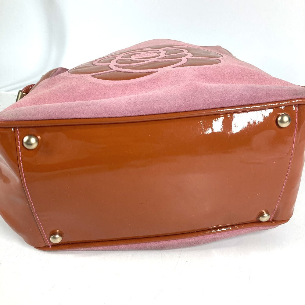 CHANEL CC logo CC Mark Camellia Tote Bag Shoulder Tote Shoulder Bag suede / Leather pink Used