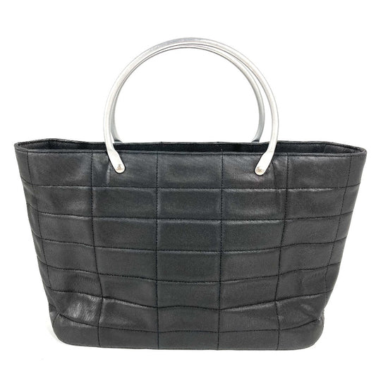 CHANEL Chocolate bar Metal handle CC CC Mark Russian Bag Tote Bag Hand Bag Nylon canvas Black Used