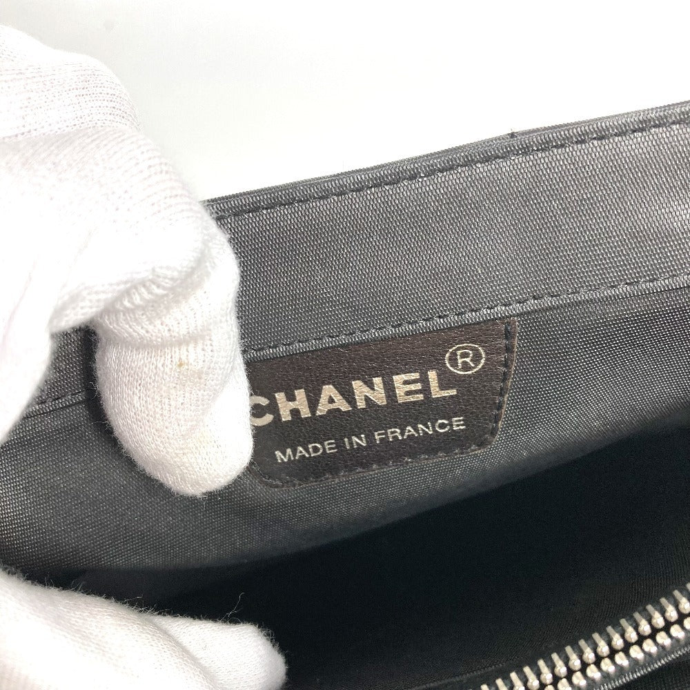 CHANEL Chocolate bar Metal handle CC CC Mark Russian Bag Tote Bag Hand Bag Nylon canvas Black Used