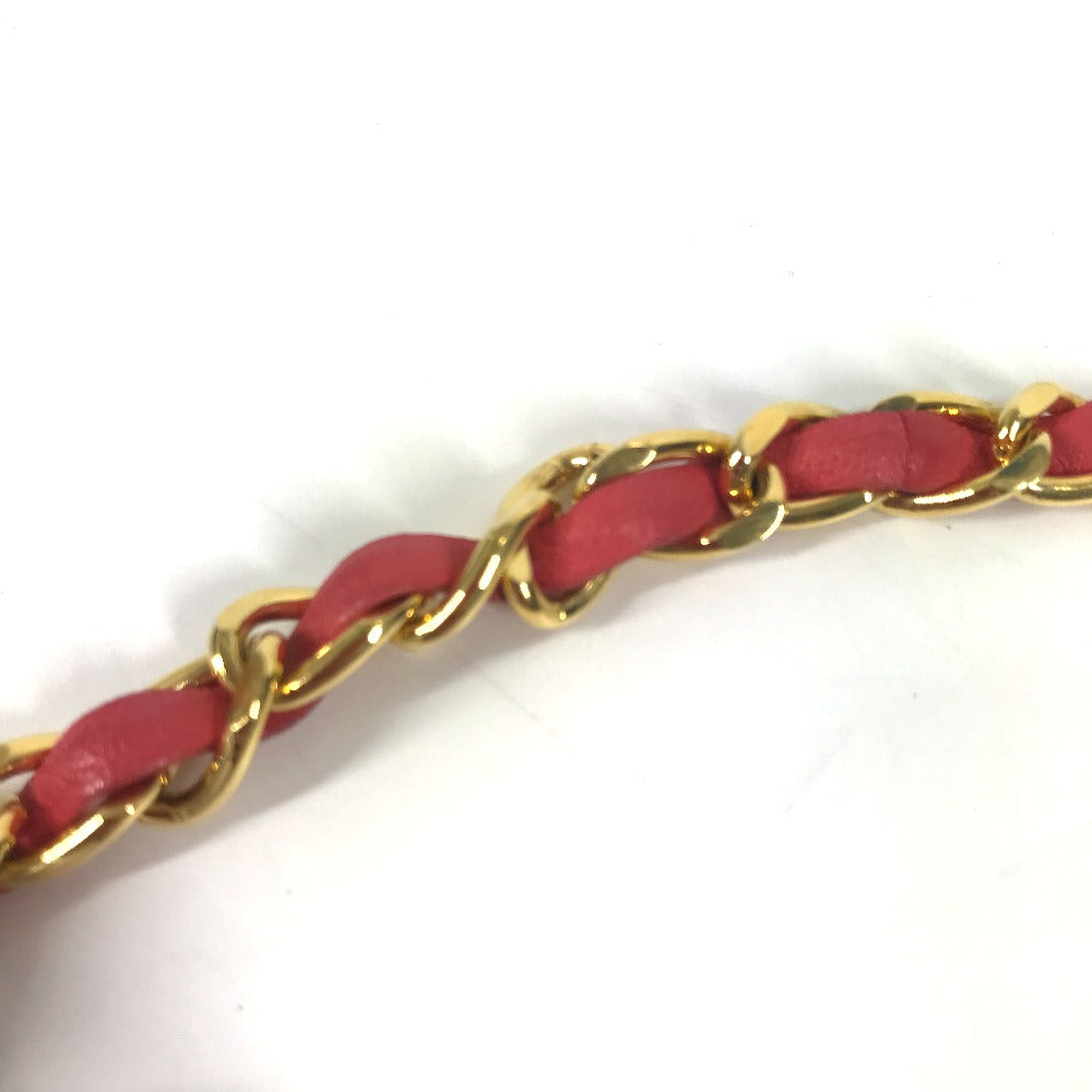 Vintage CHANEL Coin Chain Belt, Ribbon Pants Belt, Leather, Women's, Pink