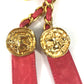 Vintage CHANEL Coin Chain Belt, Ribbon Pants Belt, Leather, Women's, Pink
