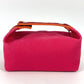 HERMES Bride Black PM Pouch, Vanity Bag, Canvas Handbag, Women's, Pink