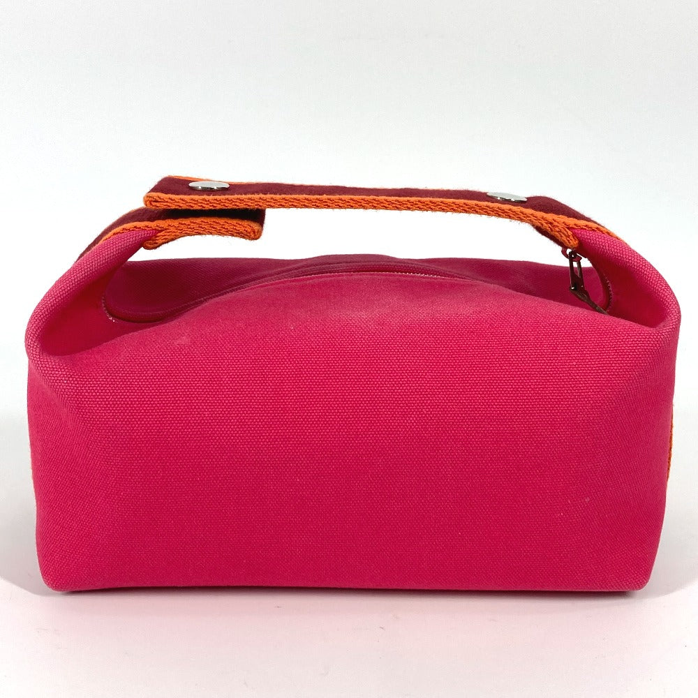 HERMES Bride Black PM Pouch, Vanity Bag, Canvas Handbag, Women's, Pink