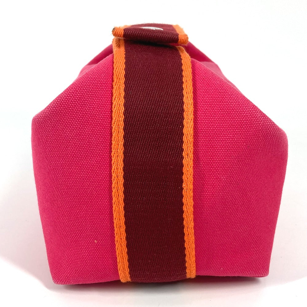 HERMES Bride Black PM Pouch, Vanity Bag, Canvas Handbag, Women's, Pink