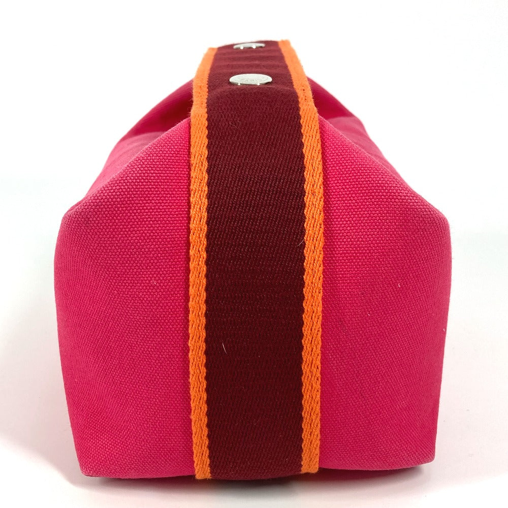 HERMES Bride Black PM Pouch, Vanity Bag, Canvas Handbag, Women's, Pink