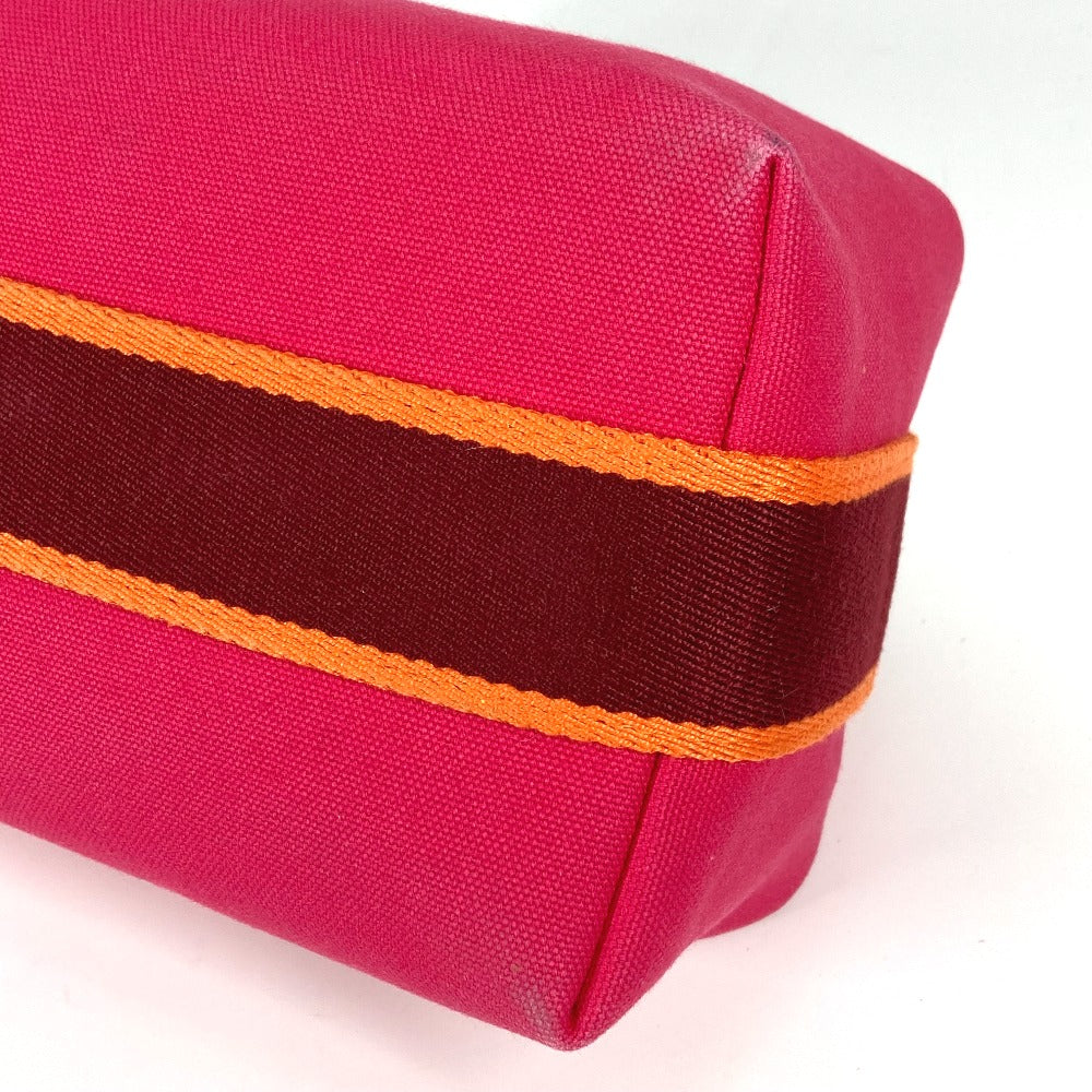 HERMES Bride Black PM Pouch, Vanity Bag, Canvas Handbag, Women's, Pink