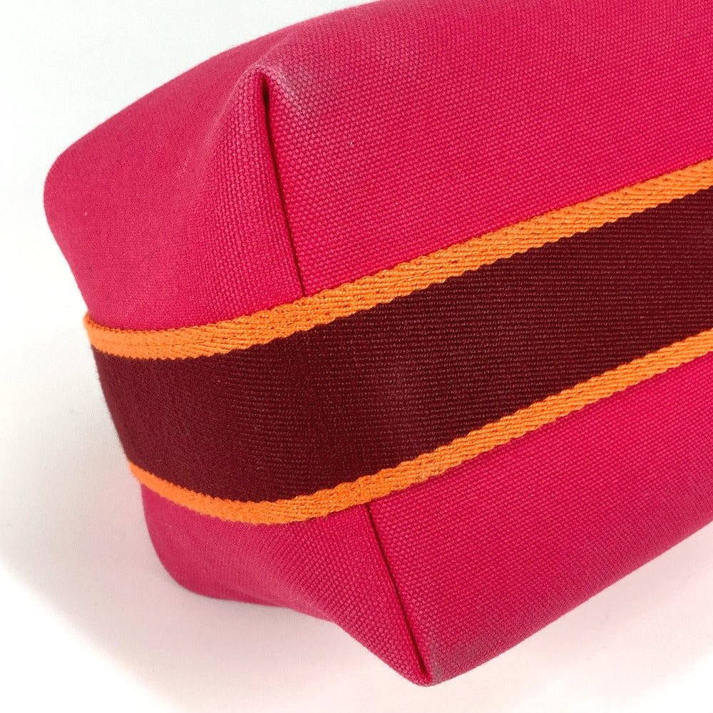 HERMES Bride Black PM Pouch, Vanity Bag, Canvas Handbag, Women's, Pink