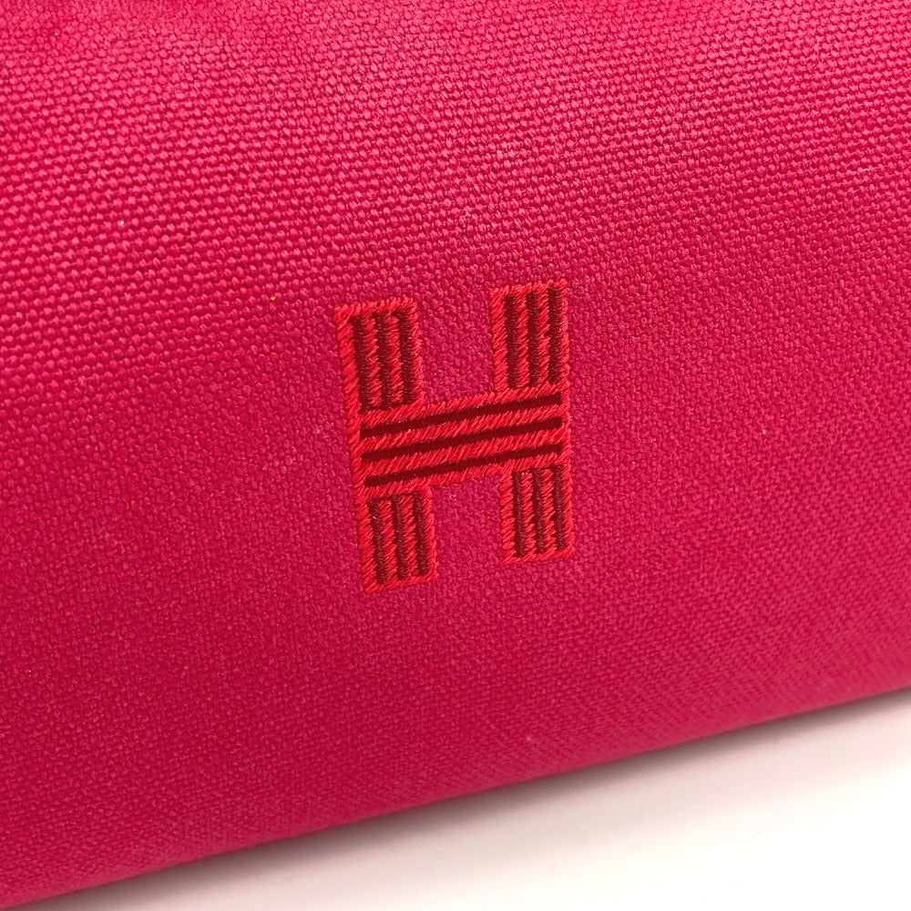 HERMES Bride Black PM Pouch, Vanity Bag, Canvas Handbag, Women's, Pink