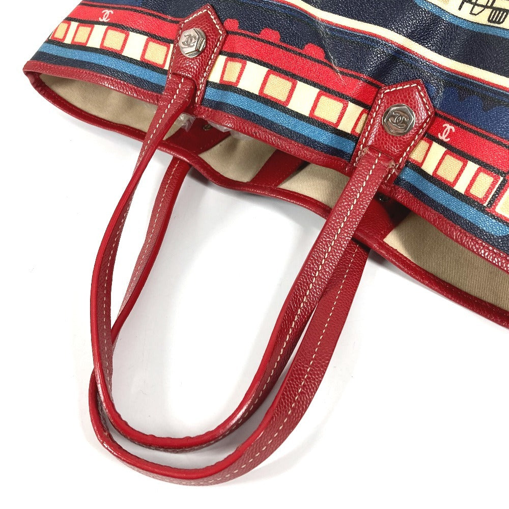 CHANEL セントラルステーション 肩掛け ショルダーバッグ カバン トートバッグ PVC/レザー レディース レッド