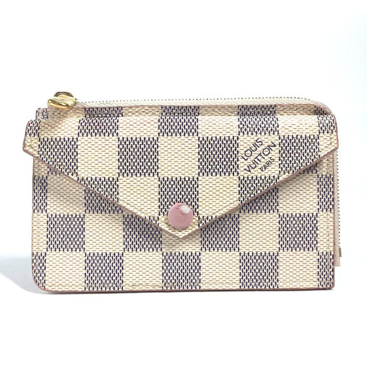 LOUIS VUITTON N60498 Damier Azur Porto Carte Rectove Card Case Business Card Holder Pass Case Wallet Fragment Case Coin Case Damier Azur Canvas Unisex Pink
