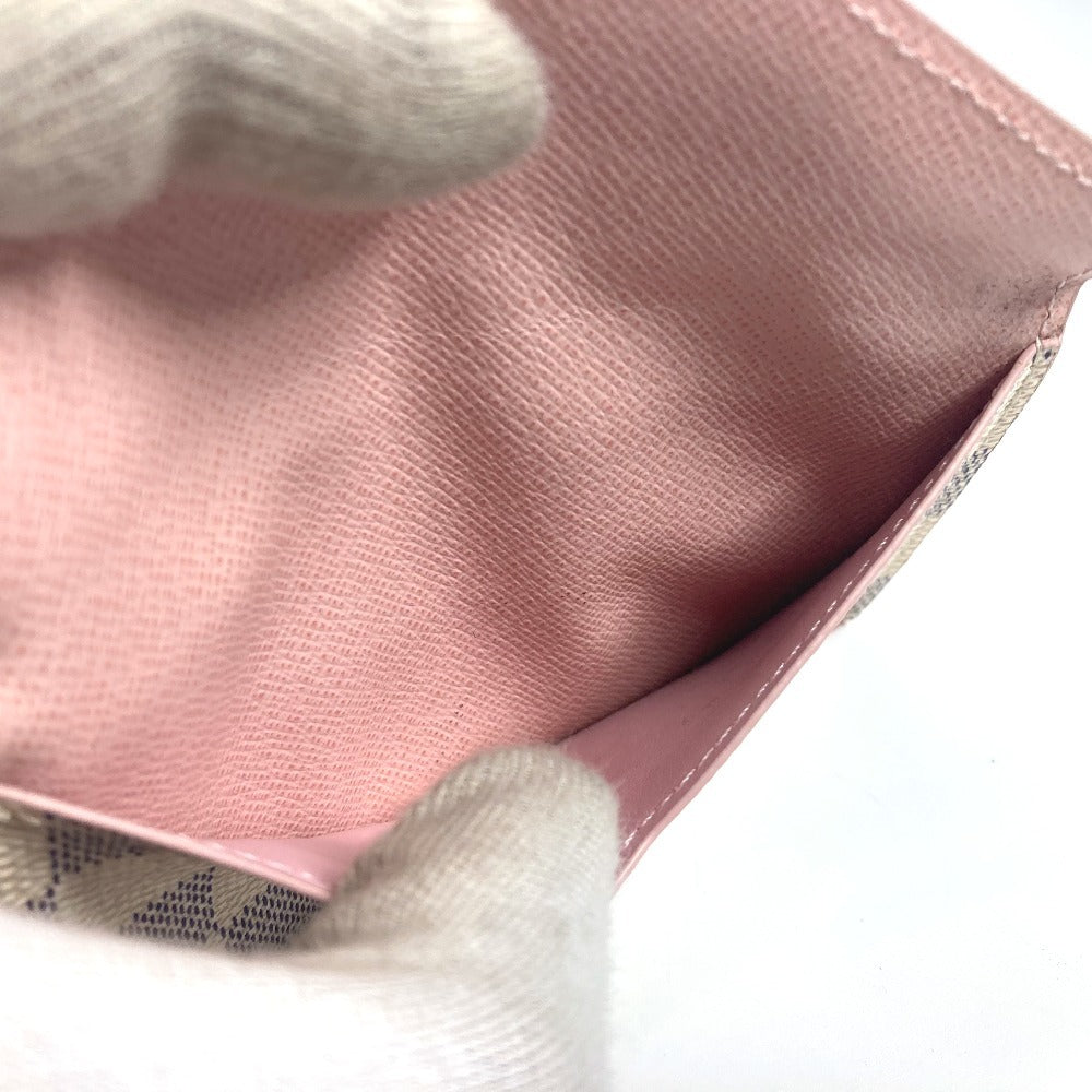 LOUIS VUITTON N60498 Damier Azur Porto Carte Rectove Card Case Business Card Holder Pass Case Wallet Fragment Case Coin Case Damier Azur Canvas Unisex Pink