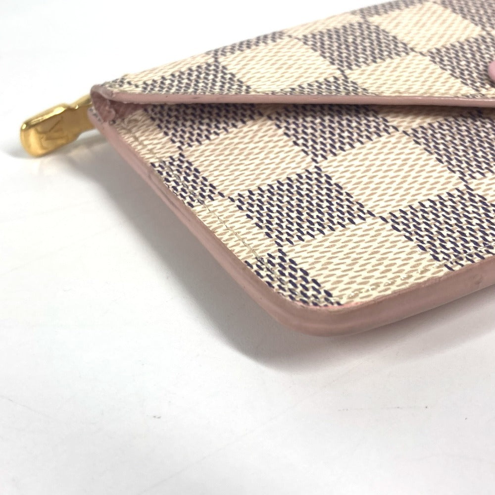 LOUIS VUITTON N60498 Damier Azur Porto Carte Rectove Card Case Business Card Holder Pass Case Wallet Fragment Case Coin Case Damier Azur Canvas Unisex Pink