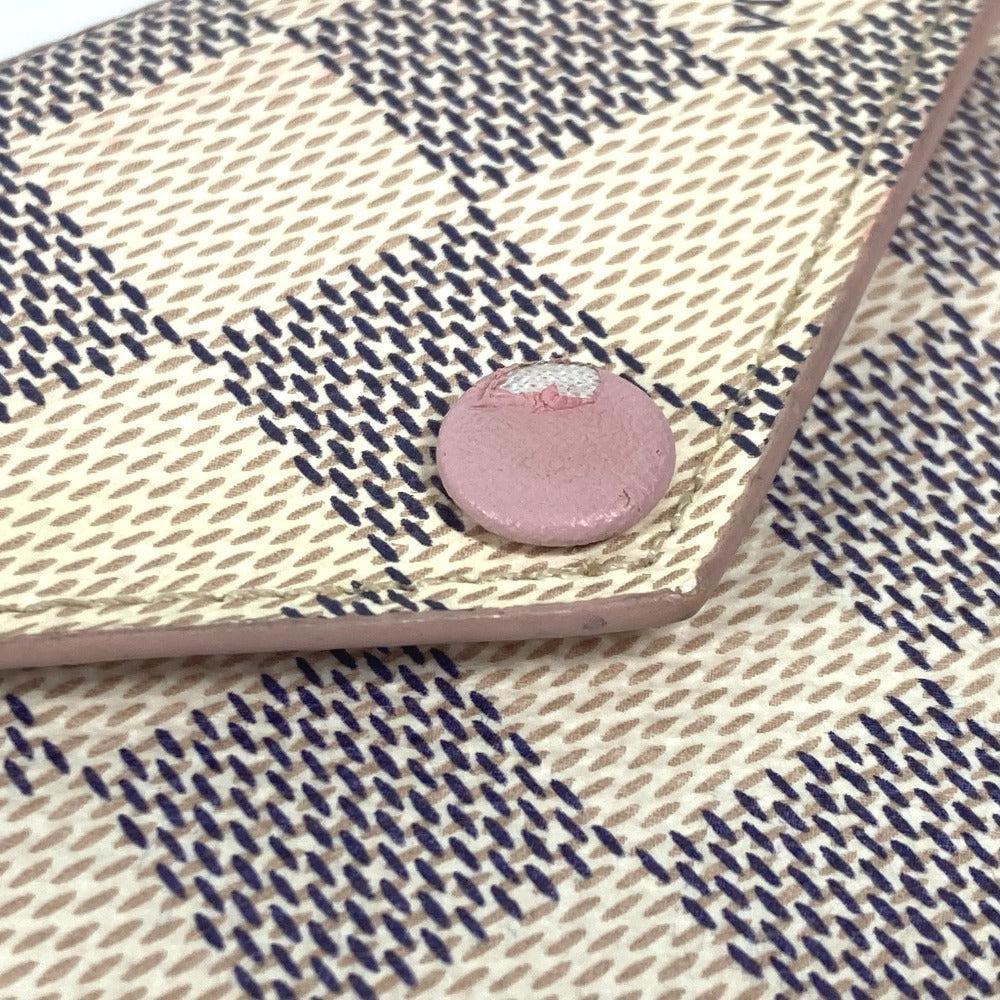LOUIS VUITTON N60498 Damier Azur Porto Carte Rectove Card Case Business Card Holder Pass Case Wallet Fragment Case Coin Case Damier Azur Canvas Unisex Pink